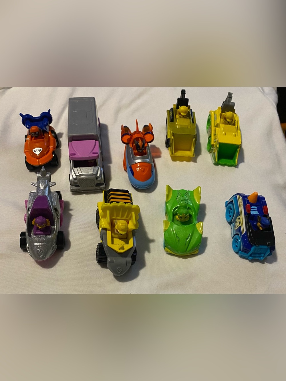 Paw Patrol Mini Vehicle Set with Green, Yellow, Orange, Blue, Pink Accents